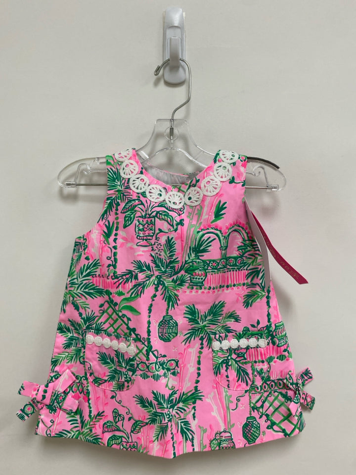 NWT LILLY PULITZER SIZE 12-18M Pink Green/White Palm Tree Sleeveless Girl&