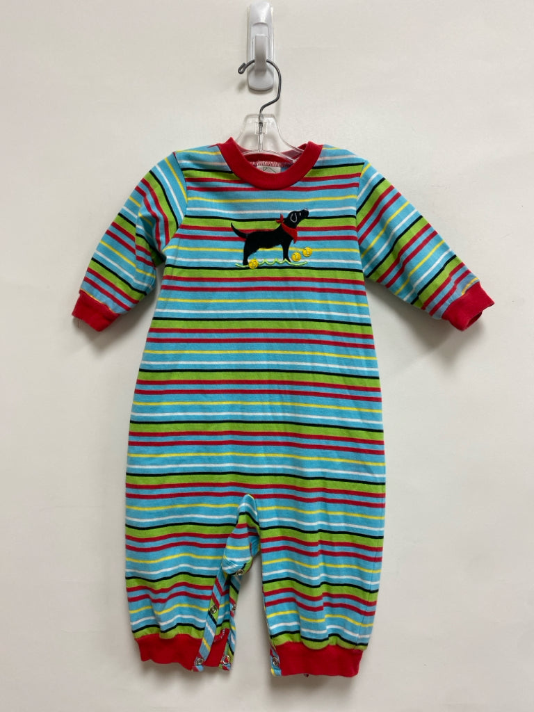 Patsy Aiken SIZE 12M Blue/Green Red/Black Stripes Boy&