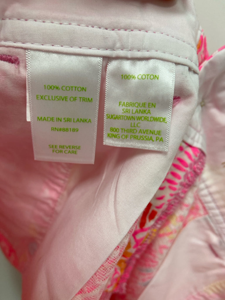 LILLY PULITZER Size 4 Neon Pink White/Yellow Sunburst Ladies Shorts