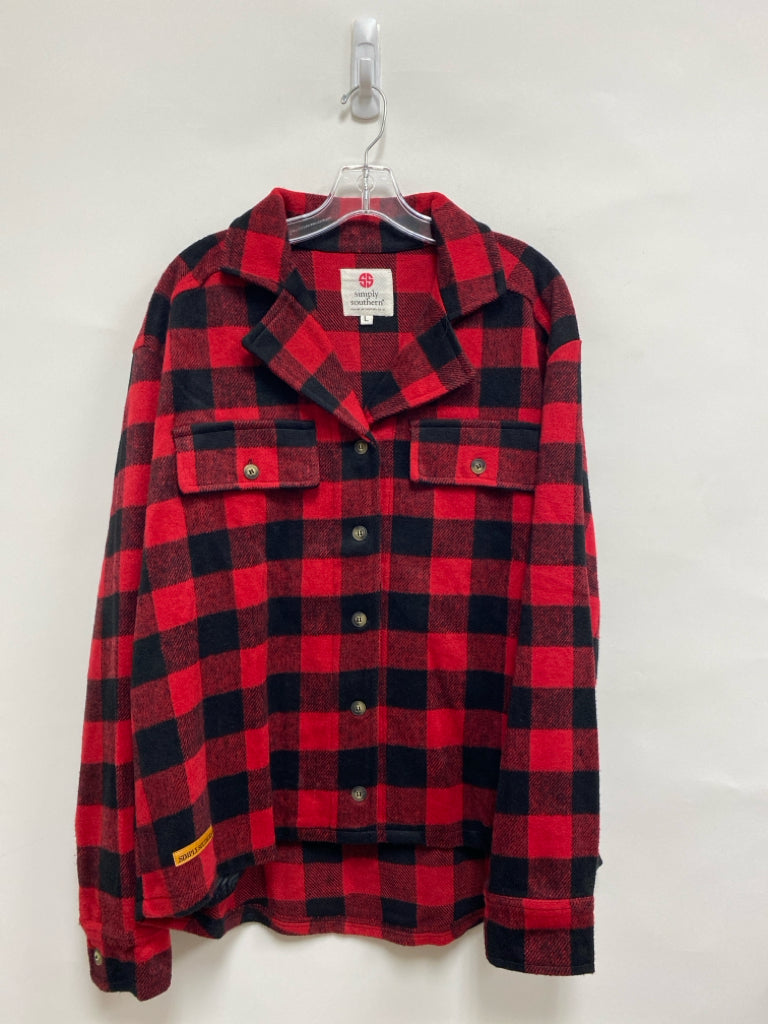 NWT Simply Southern Size L Red Black Checkered Ladies Jacket