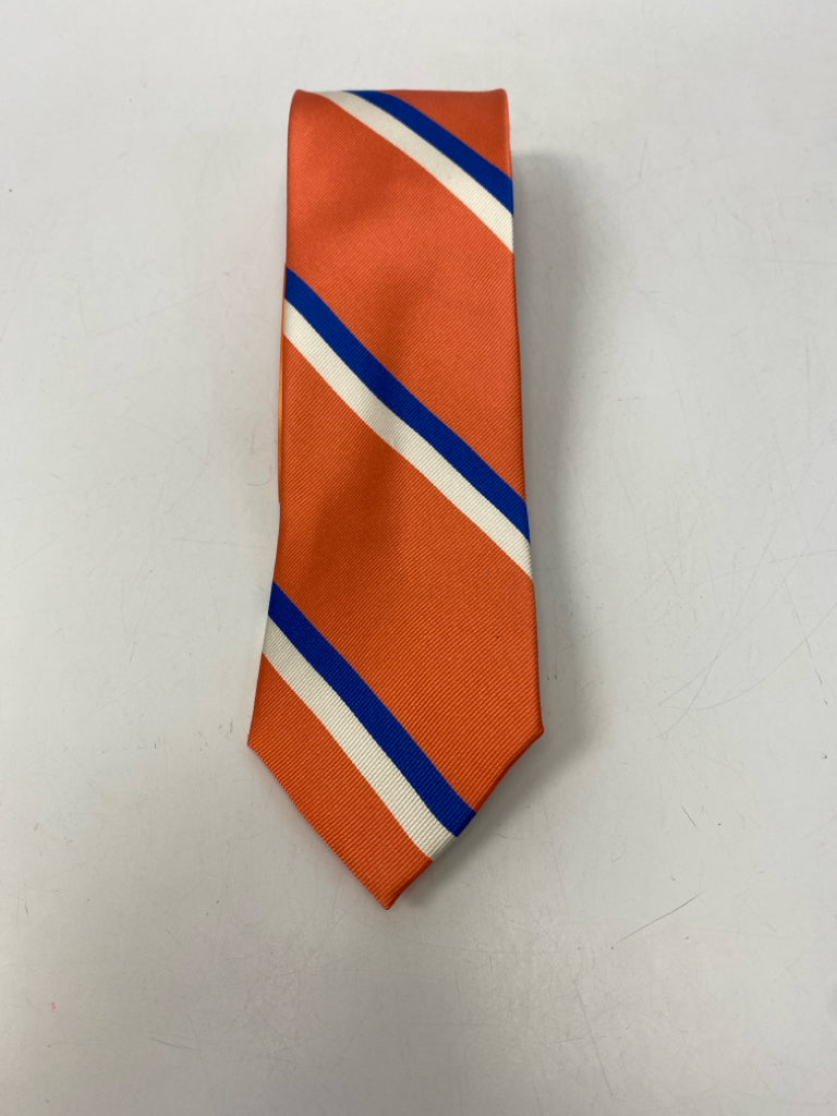 Paul Fredrick Coral Blue/White Striped Silk Men&