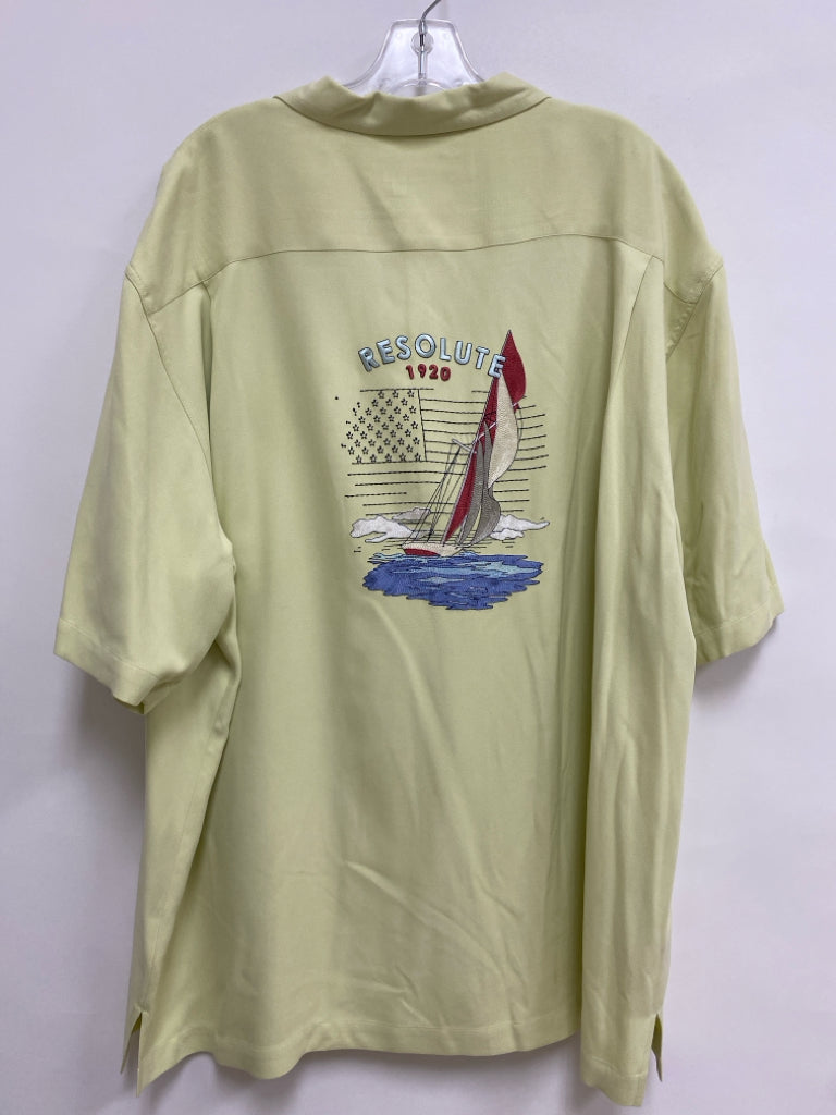 Nat Nast Size XL Pale Yellow Embroidered Silk Men&