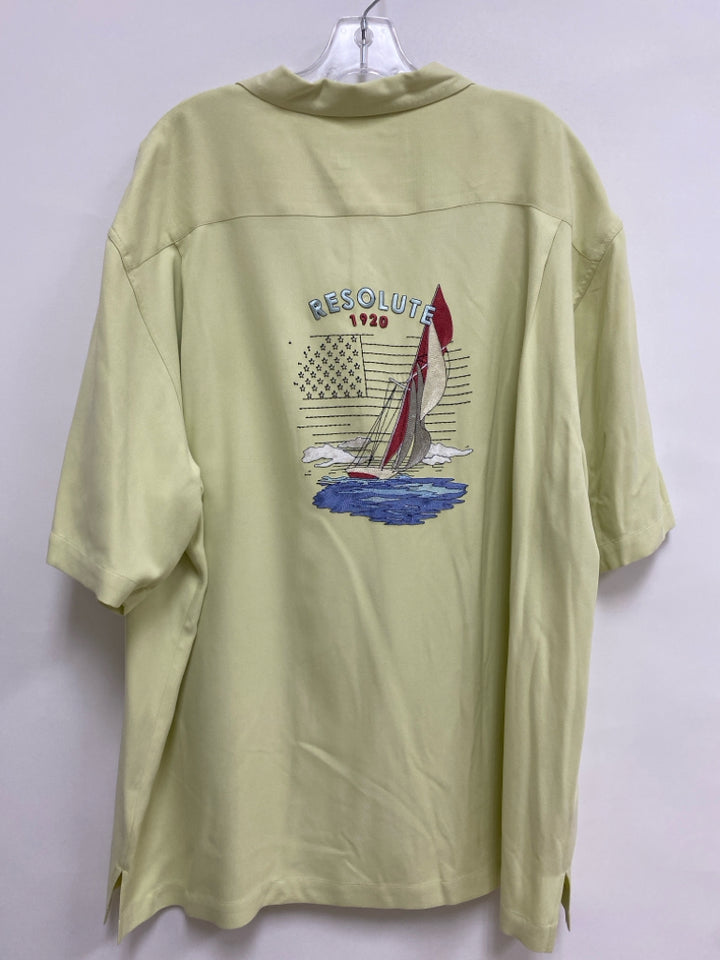 Nat Nast Size XL Pale Yellow Embroidered Silk Men&