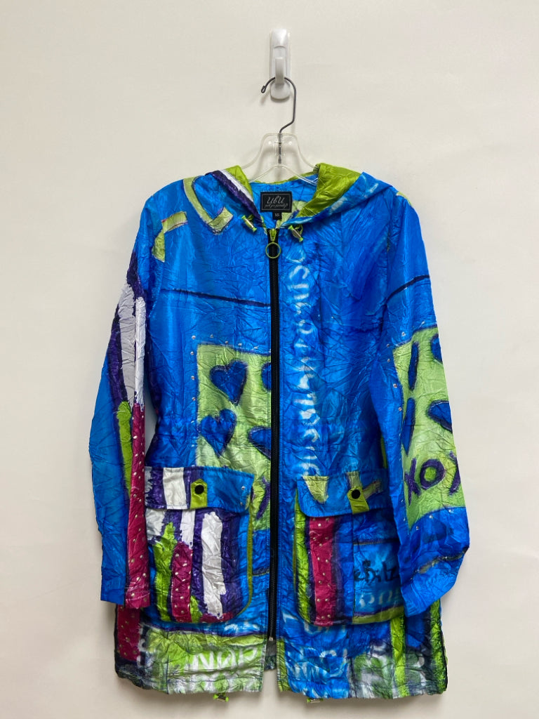 UBU Clothing Size XS Blue Green Crinkle Hooded Ladies Jacket