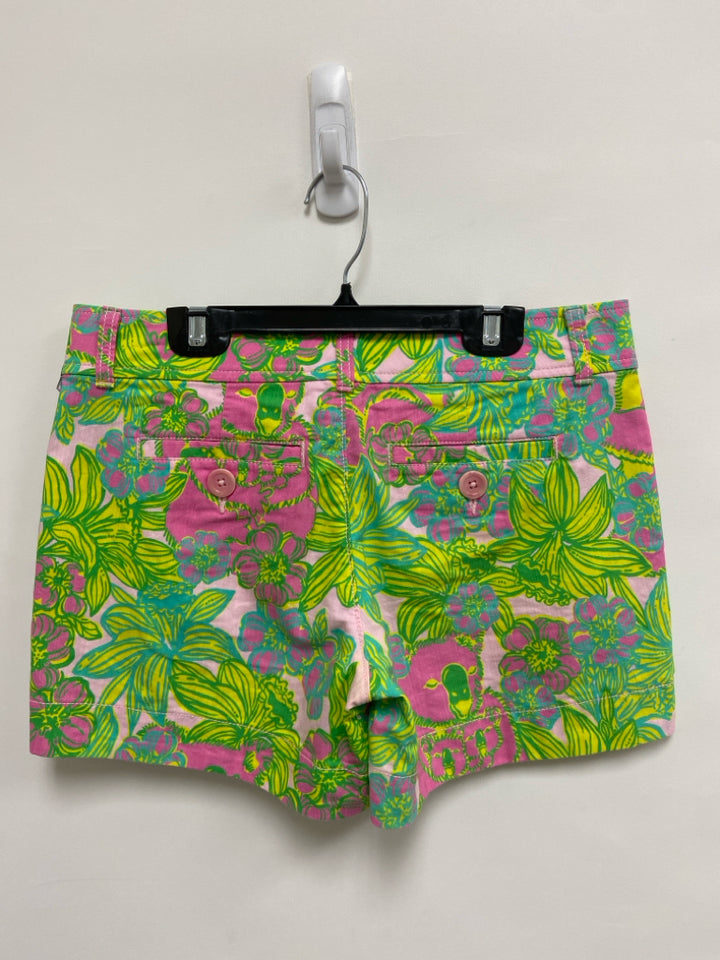 LILLY PULITZER Size 2 Pink Green/Yellow Ladies Shorts