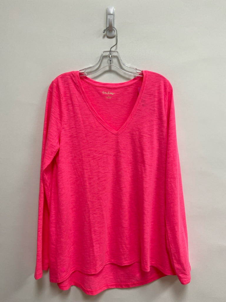 NWT LILLY PULITZER Size L Neon Pink V Neck Ladies Top
