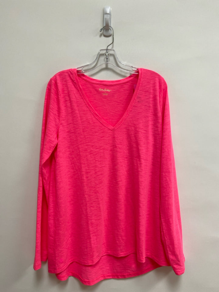 NWT LILLY PULITZER Size L Neon Pink V Neck Ladies Top