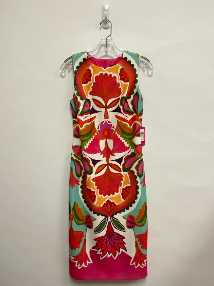 NWT VINCE CAMUTO Size 2 Aqua/Pink Multi Color Floral Sleeveless Ladies Dress