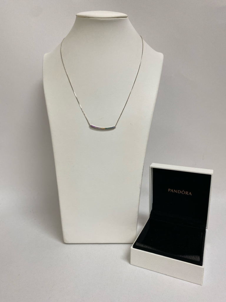 Pandora Multi Color Silver Jeweled Necklace