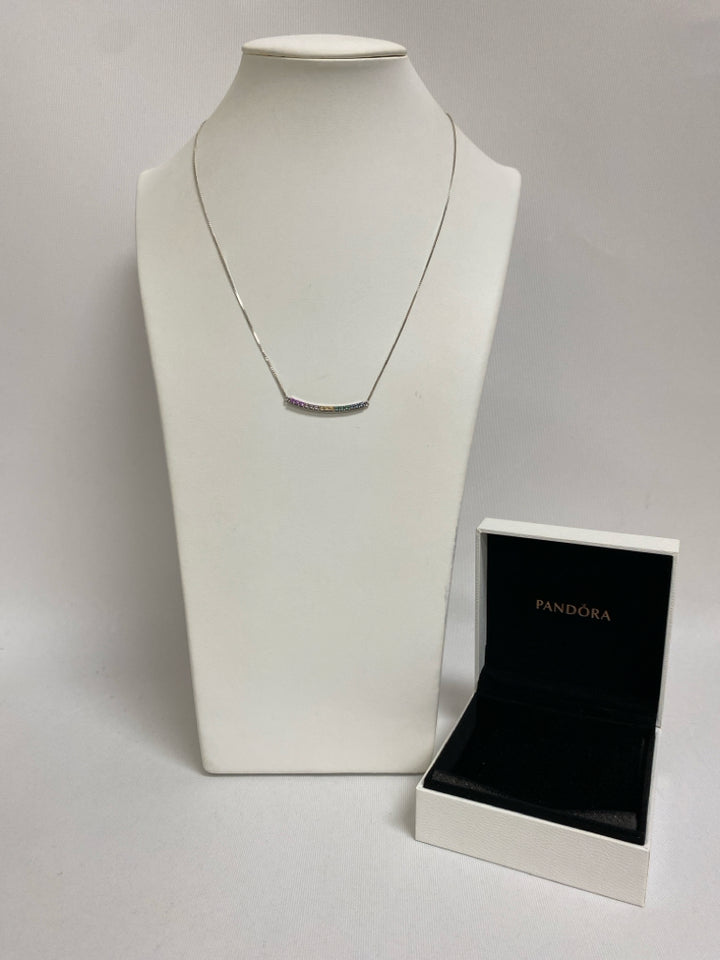 Pandora Multi Color Silver Jeweled Necklace