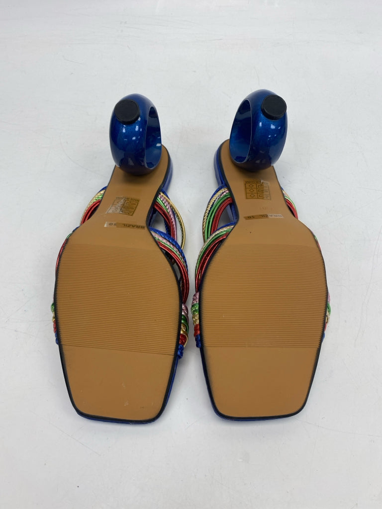 NWOT  Size 10 Royal Blue Multi-Color Braided Sandals