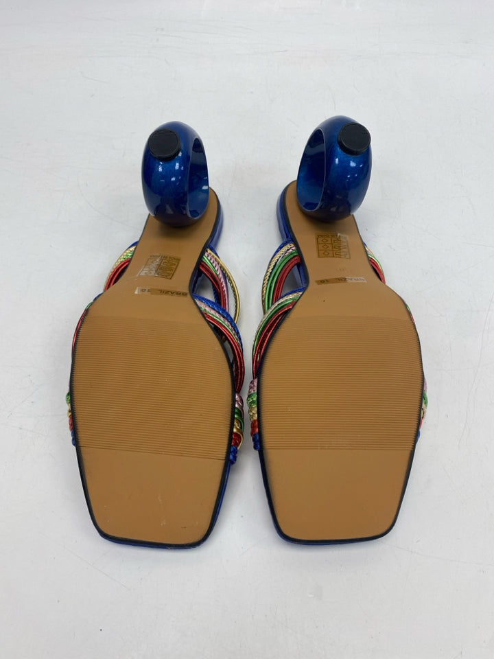 NWOT  Size 10 Royal Blue Multi-Color Braided Sandals
