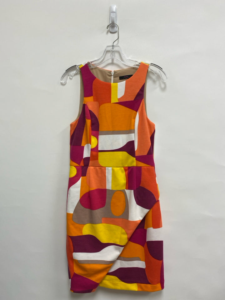 Trina Turk Size 6 Coral Yellow/Multi Sleeveless Ladies Dress