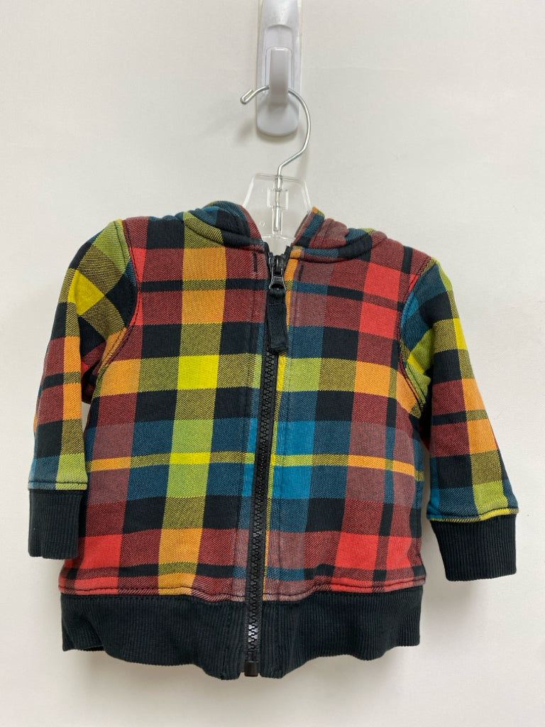 hanna Andersson SIZE 3-6M Red/Black Blue/Yellow Checkered Zip Down Boy&