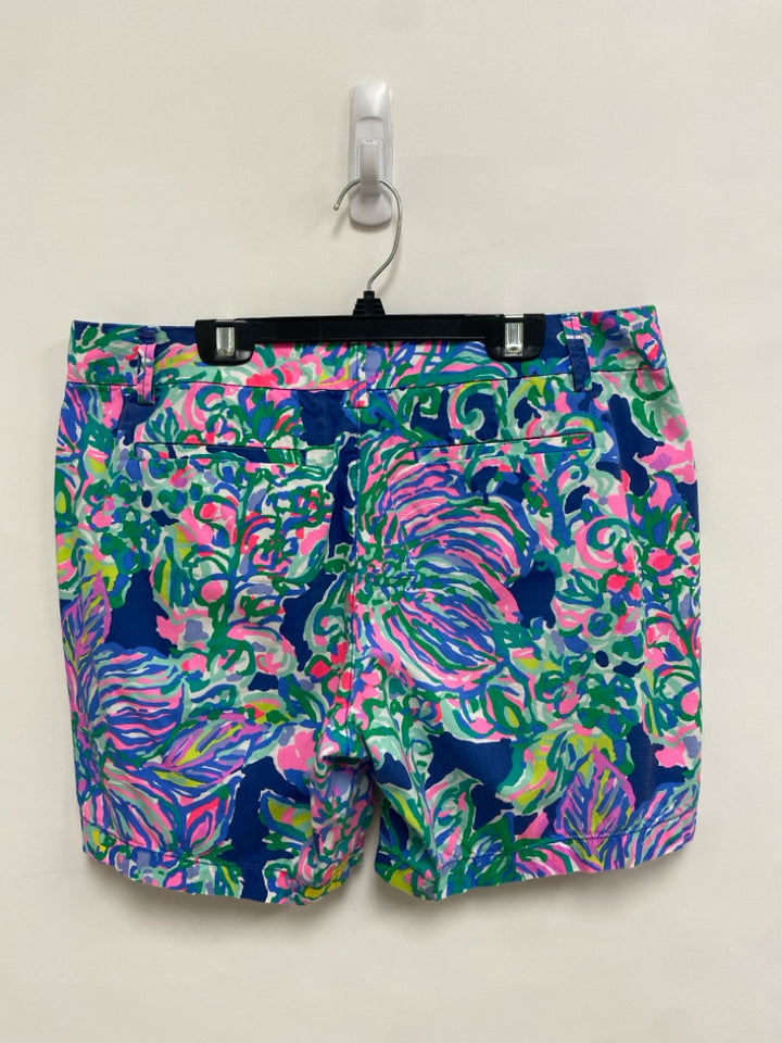 LILLY PULITZER Size 8 Navy/Green Pink/White Abstract Ladies Shorts