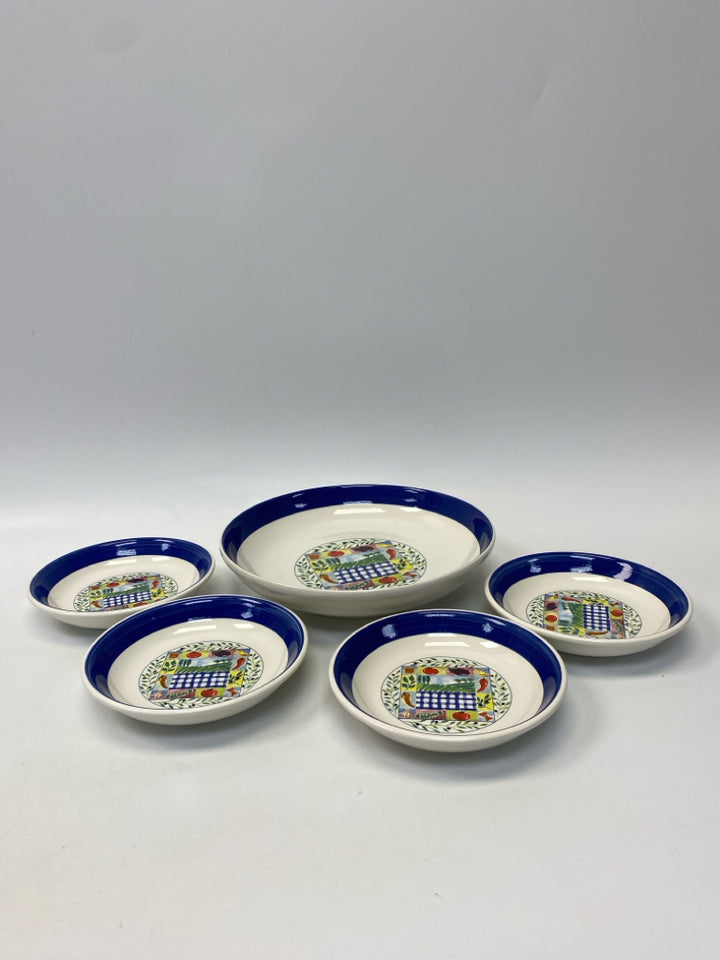 Blue/White Multi Color Vegetables Ceramic Bowl(s)