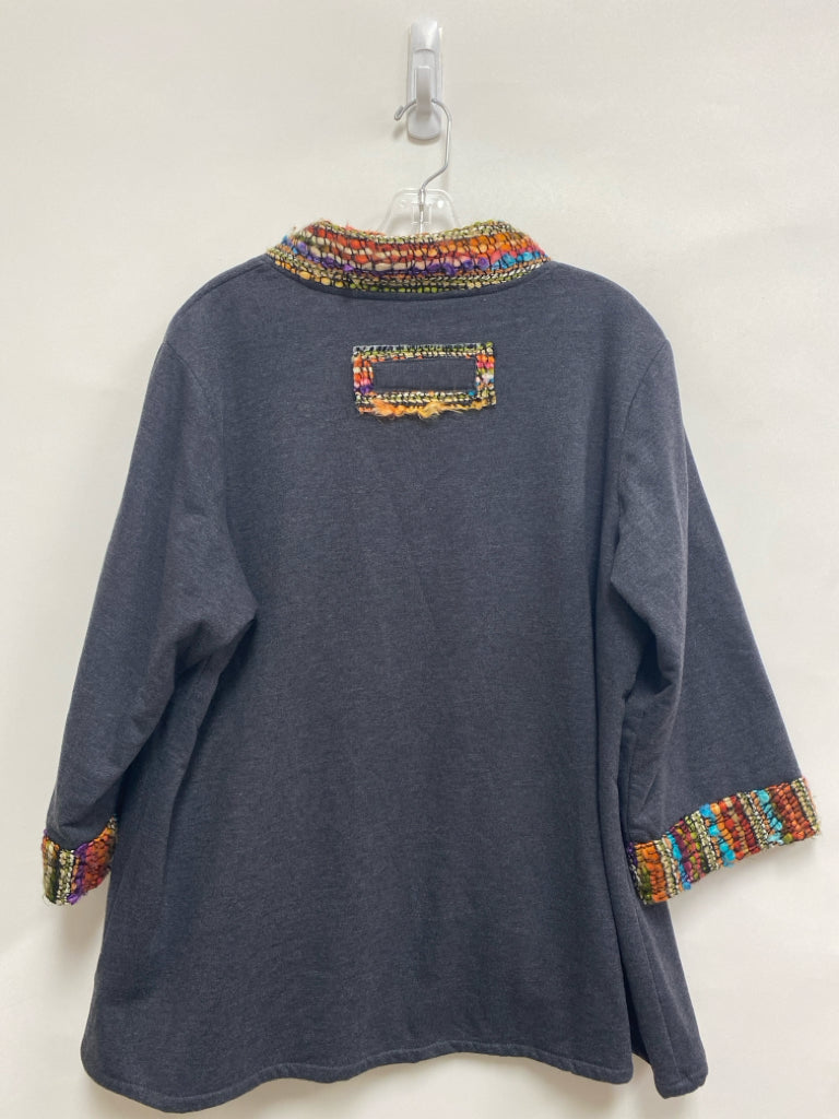 Paper Lace Size XL Charcoal Multi Color Trimmed Button Up Ladies Jacket