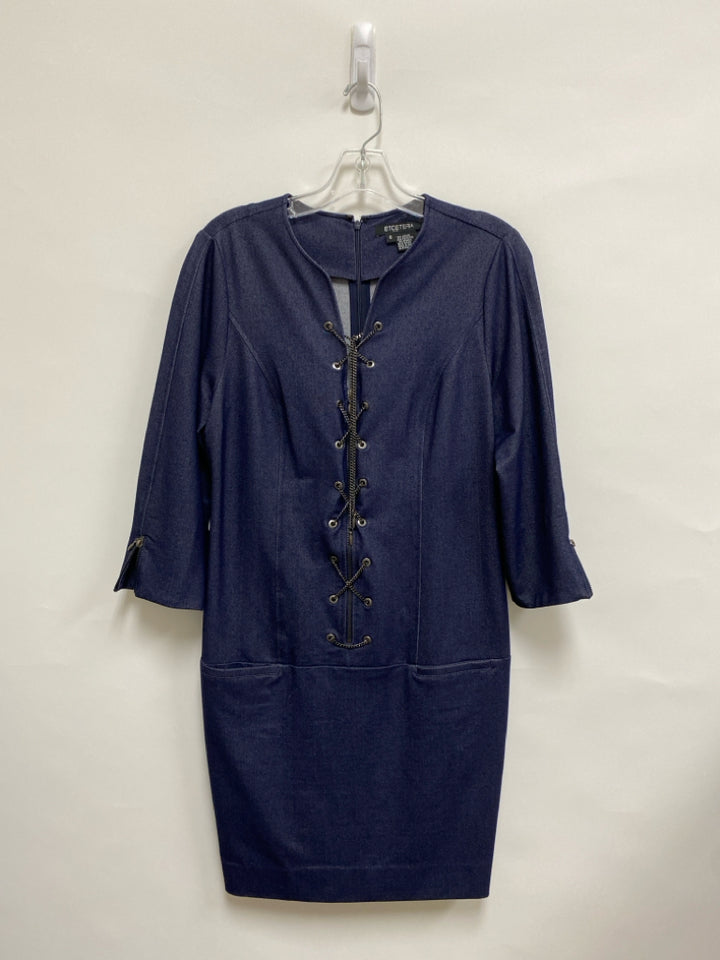 ETCETERA Size 6 Navy Chains Zip Down Ladies Dress