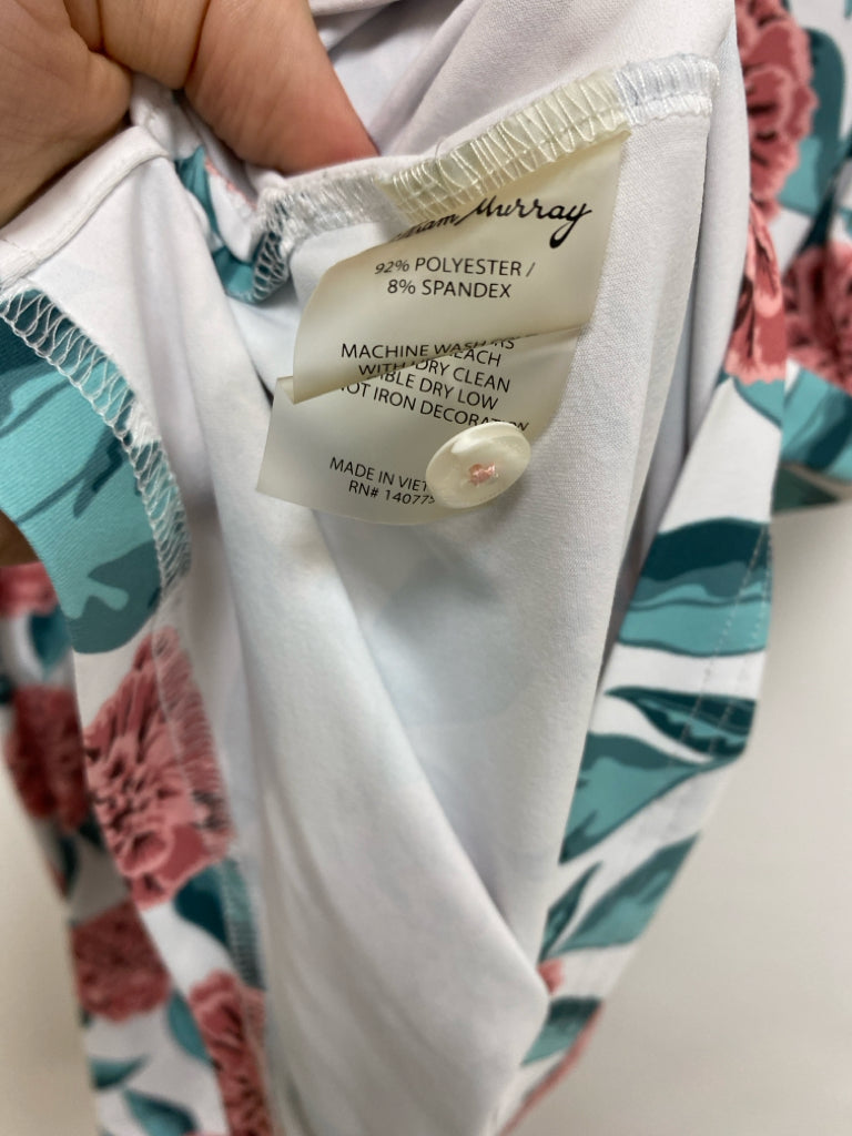 Size XXL White Rose Floral Polo Men&