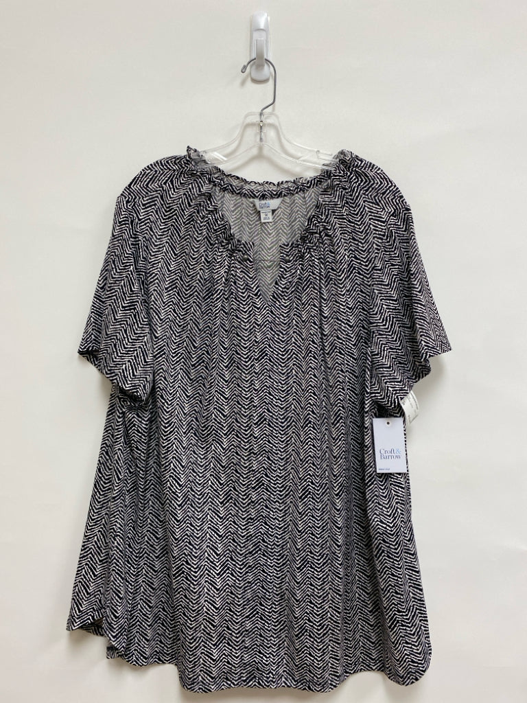 NWT Croft/Barrow  SIZE  3X Black/White Zig Zag Plus Size Top