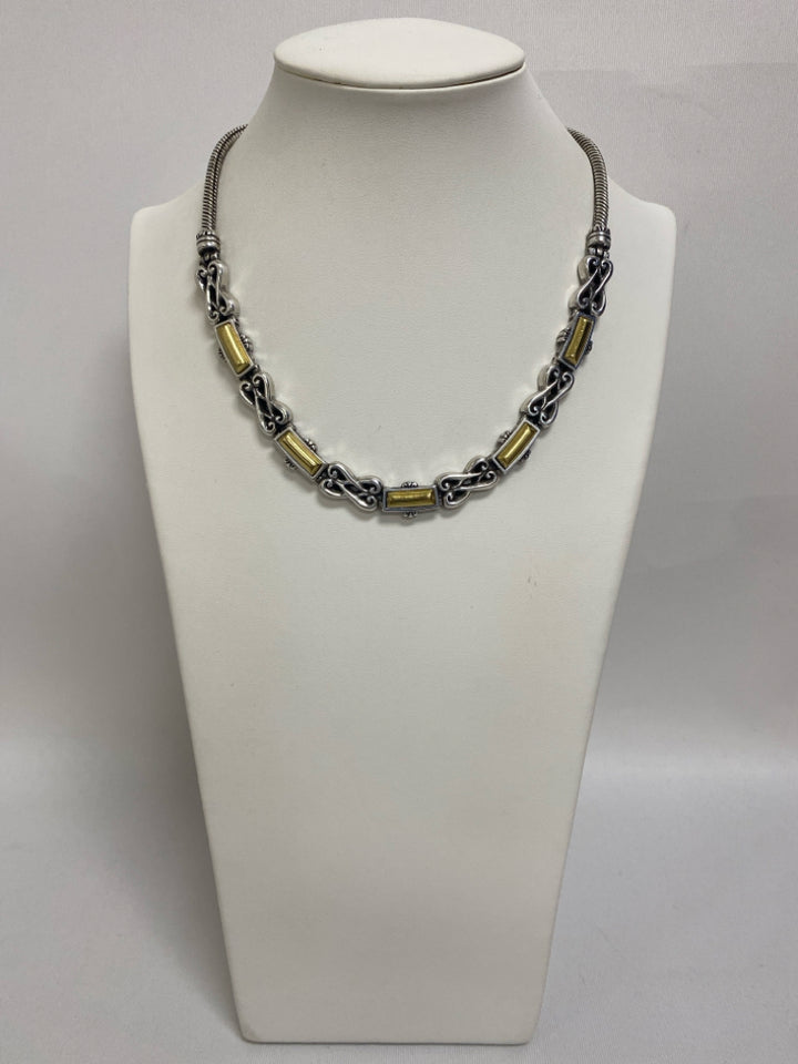 Brighton Silver Color Gold Color Shapes Necklace