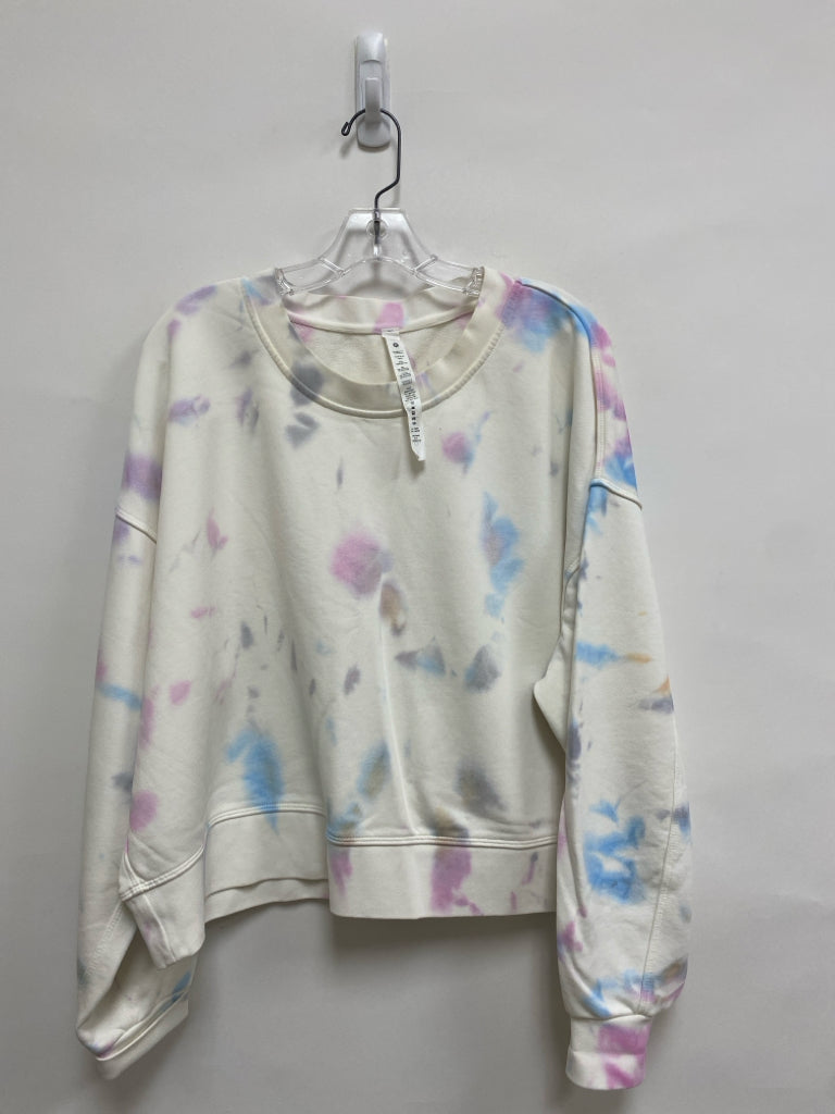 Lululemon  SIZE  16 White Blue/Pink Tie Dye Cropped Plus Size Athletic Top