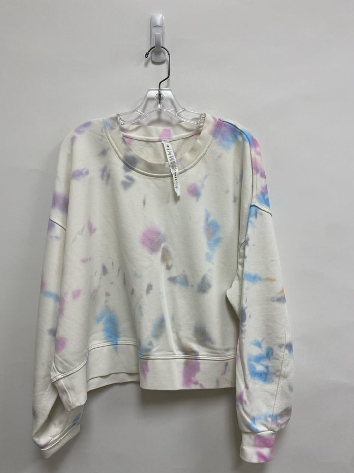 Lululemon  SIZE  16 White Blue/Pink Tie Dye Cropped Plus Size Athletic Top