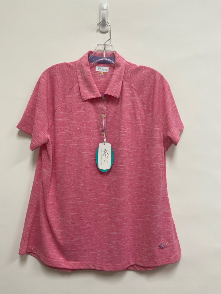 NWT Greg Norman Size XL Pink/White Streaked Polo Athletic Top