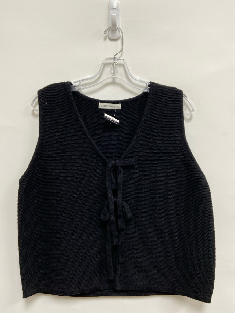 NWT Zenana Size L Black Bows Ladies Sweater Vest