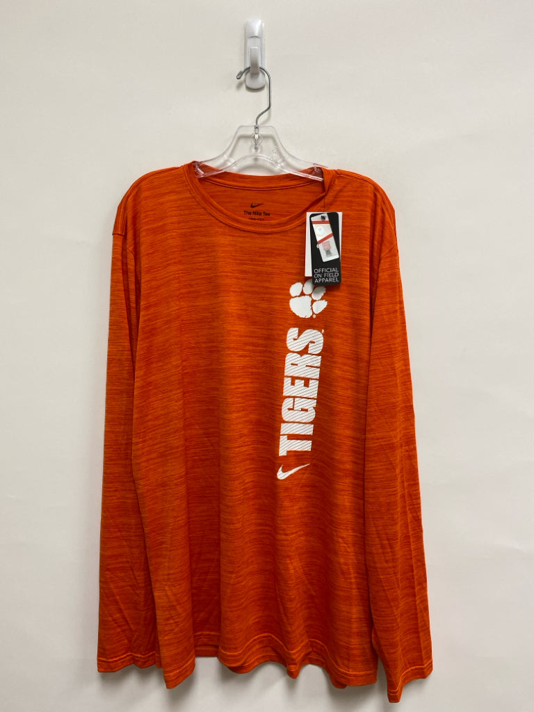 NWT Nike Size 2X Orange White Clemson Long Sleeve Men&