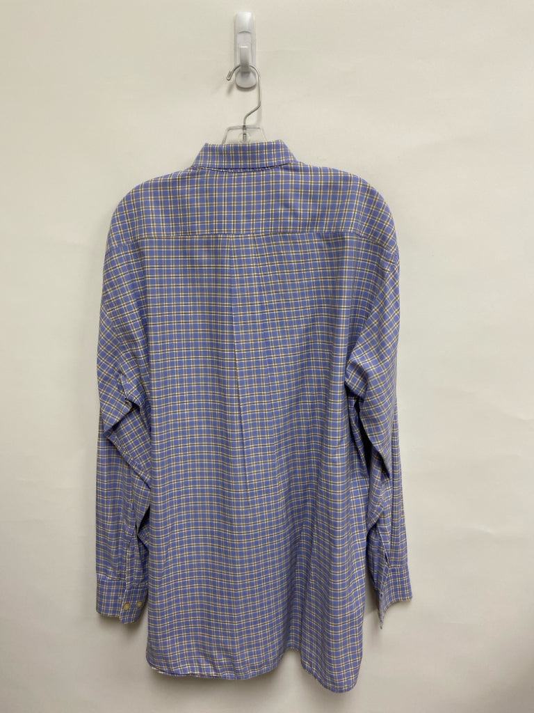 Gitman Bros. Size L Blue White/Taupe Squares Men&