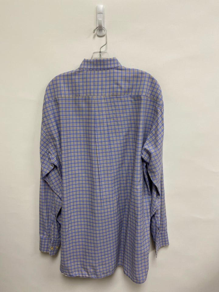 Gitman Bros. Size L Blue White/Taupe Squares Men&
