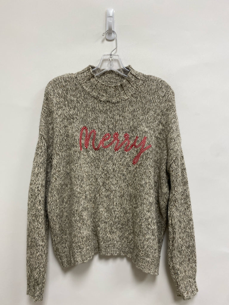 LOFT Size L Cream/Gray Mottled Ladies Sweater