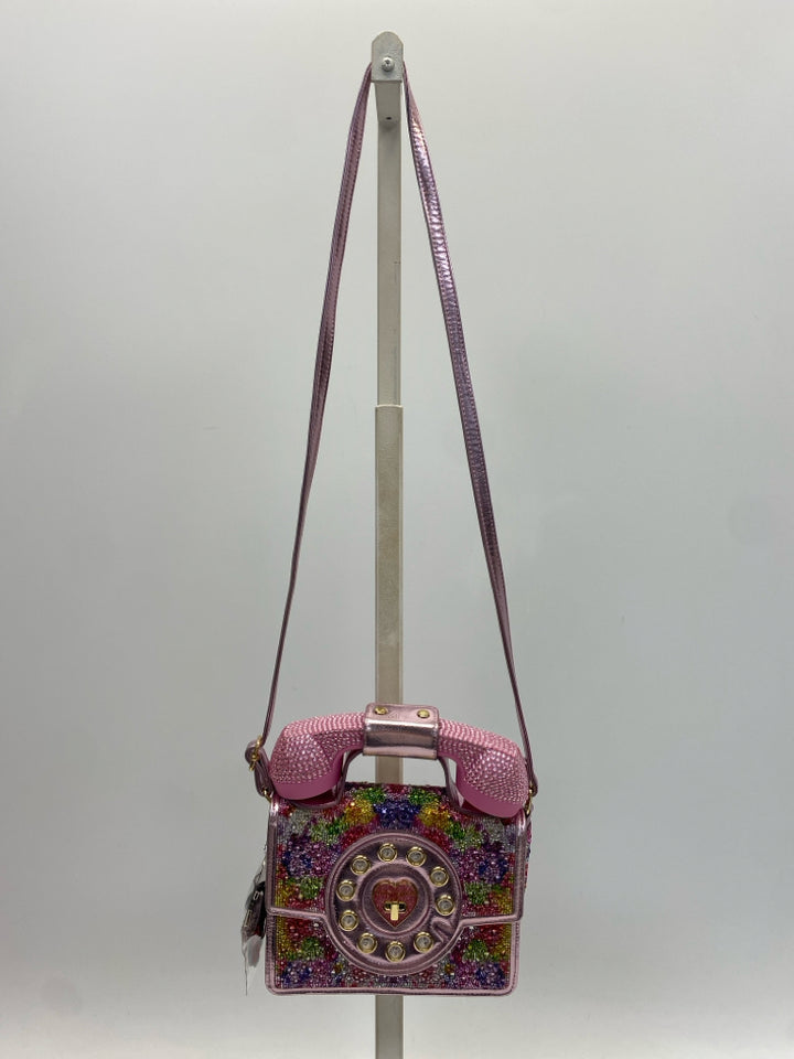 Betsey Johnson Pink Multi-Color Rhinestone(s) Handbag