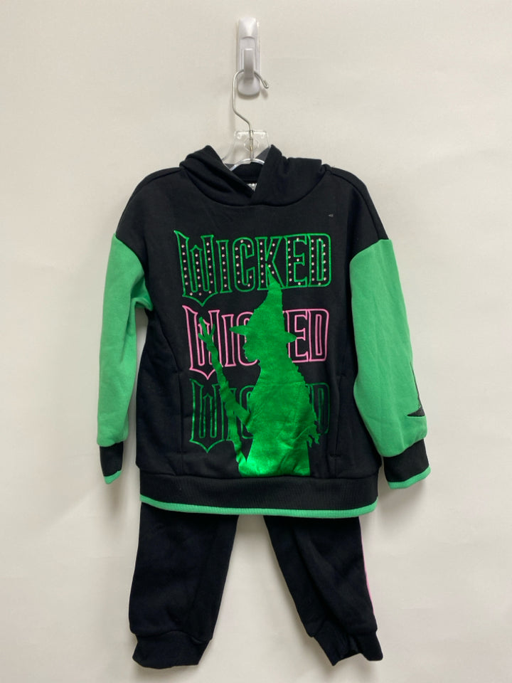 SIZE 4/5 Black Green/Pink Words Hooded Girl&