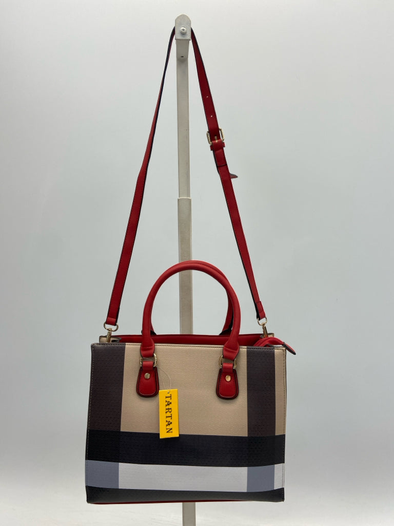 NWT Brown Red/Blk Plaid Handbag