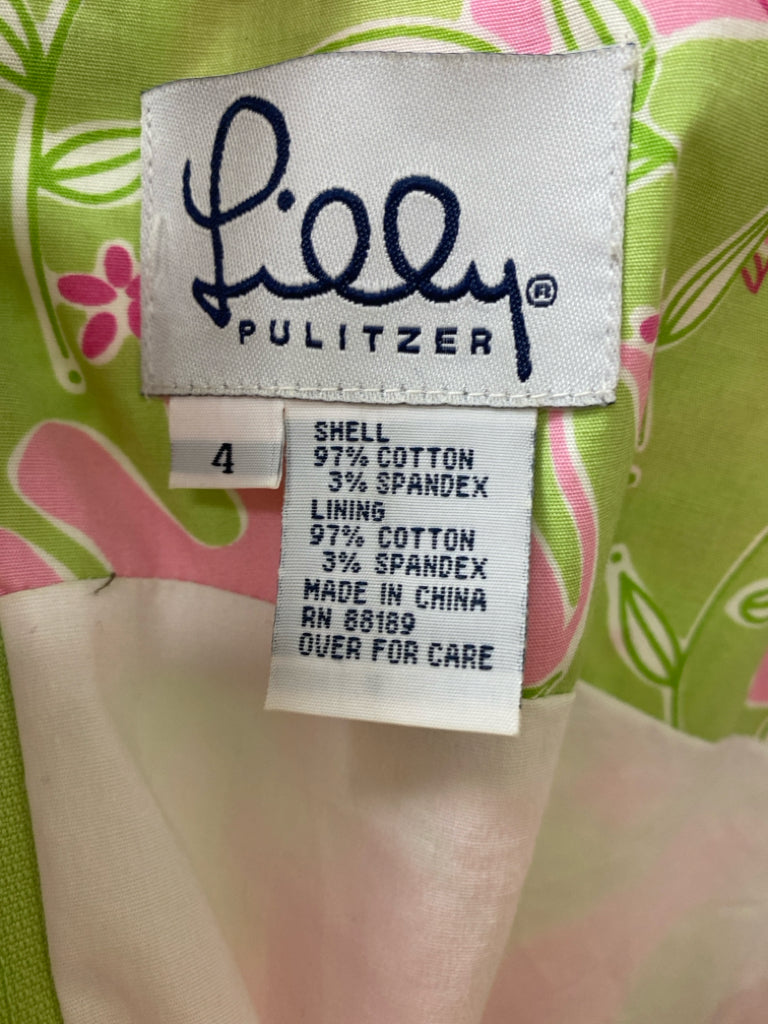 LILLY PULITZER Size 4 Green/Pink Elephant(s) Sleeveless Ladies Dress
