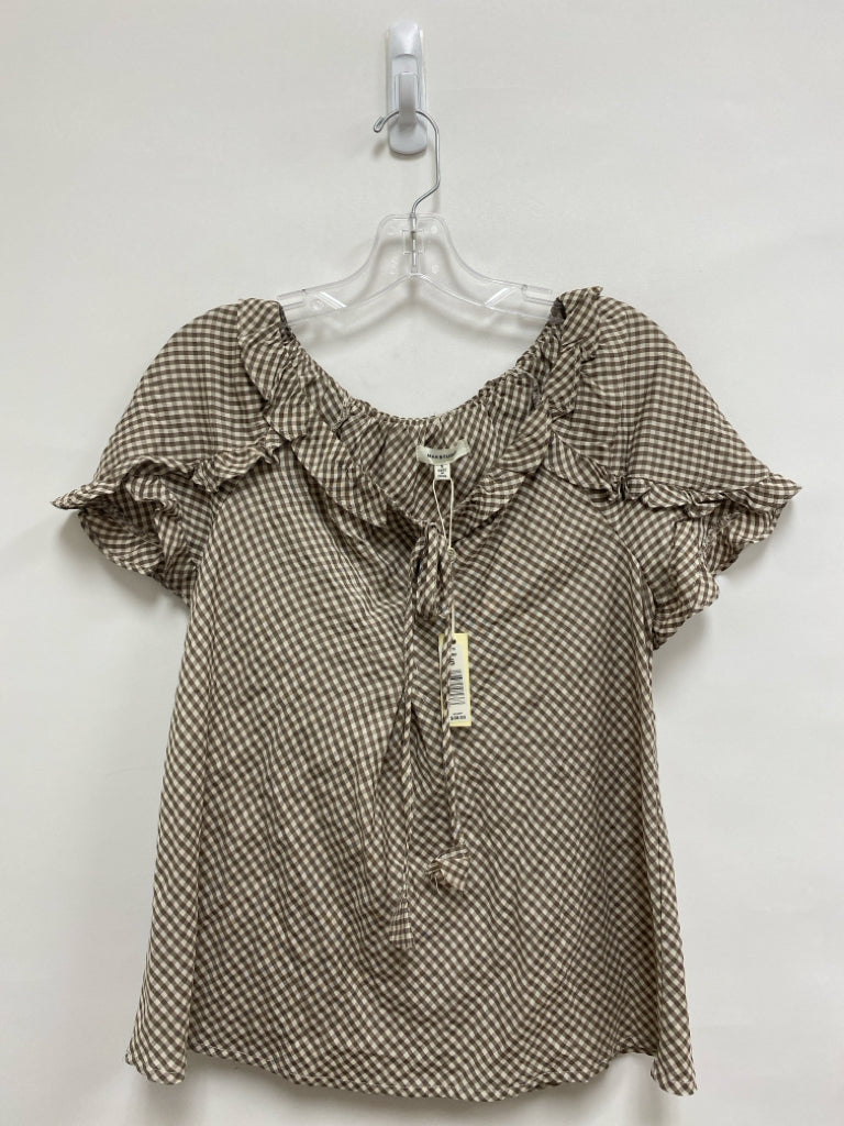 NWT Max Studio Size S Brown/Cream Checkered Ladies Top