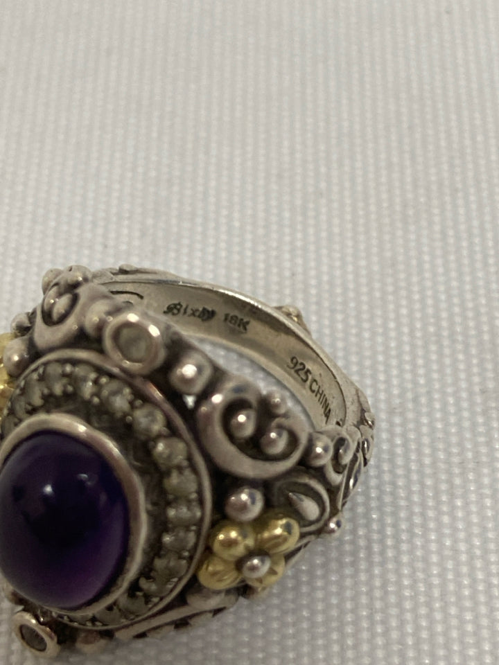 Silver/Gold Purple Stones Ring