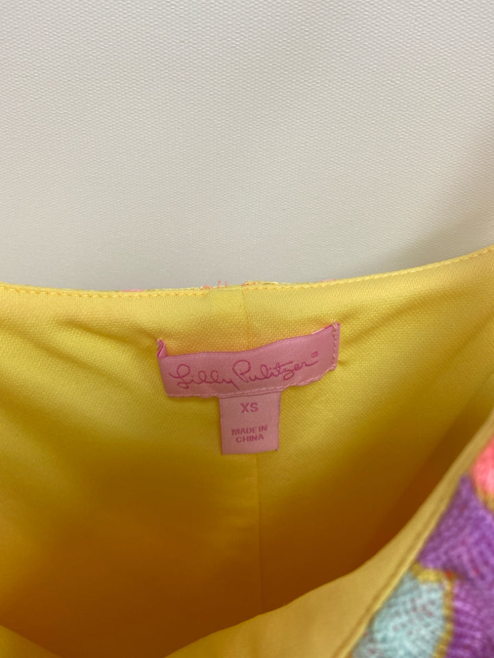 LILLY PULITZER Size XS Coral/Aqua Purple/Yellow Sleeveless Ladies Dress