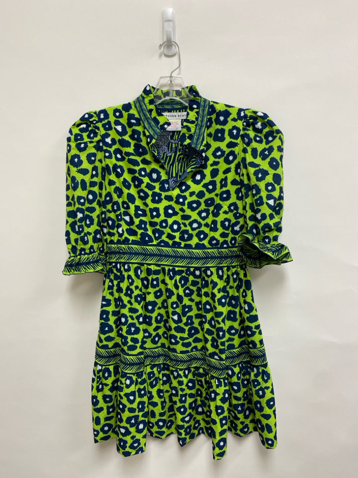 Gretchen Scott Size XXS Green Navy/White Animal Print Ladies Dress