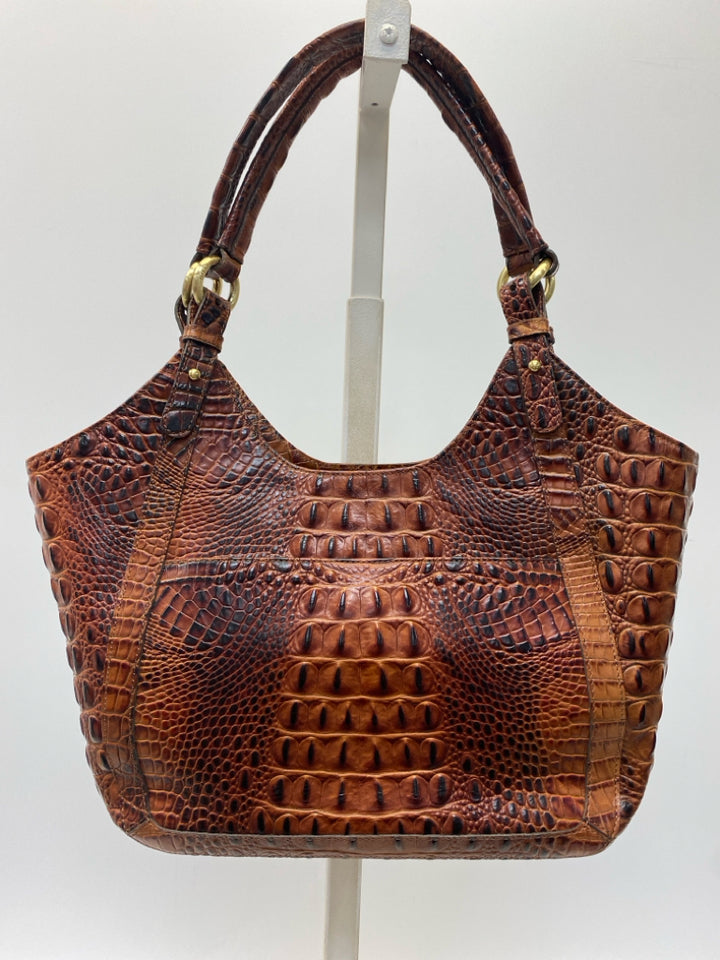 Brahmin Emily Brown Embossed Leather Handbag
