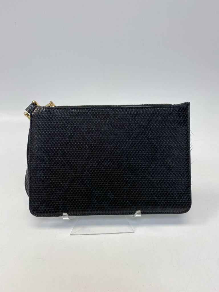 Anne Klein Black Gray Snakeprint Embossed Wristlet