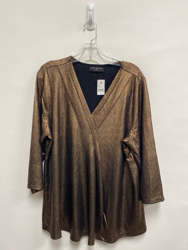 NWT Lane Bryant Size 18/20 Bronze Black Metallic Plus Size Top