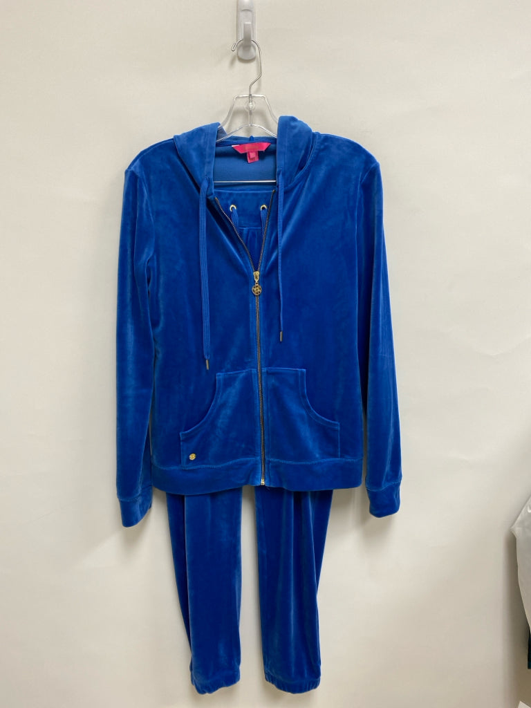 LILLY PULITZER Size XS Blue Velour Ladies 2pc Pant Set
