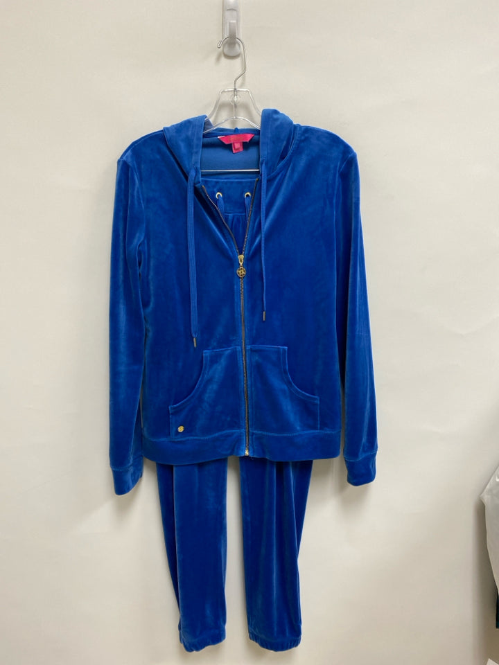 LILLY PULITZER Size XS Blue Velour Ladies 2pc Pant Set