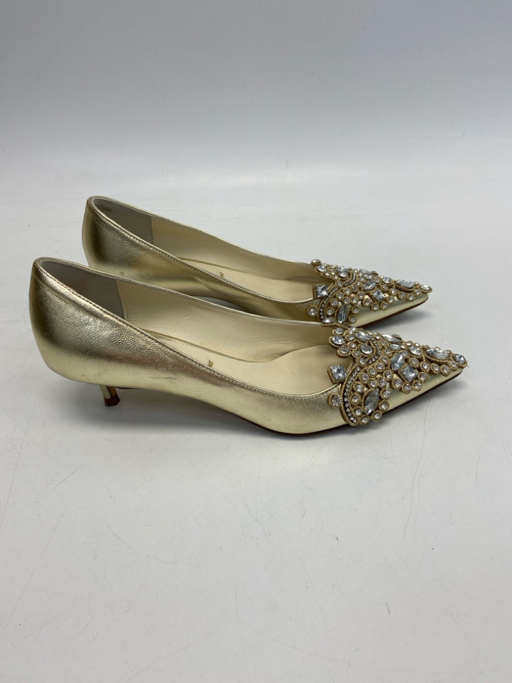 Something Bleu Size 7 Gold Clear Rhinestone(s) Heels