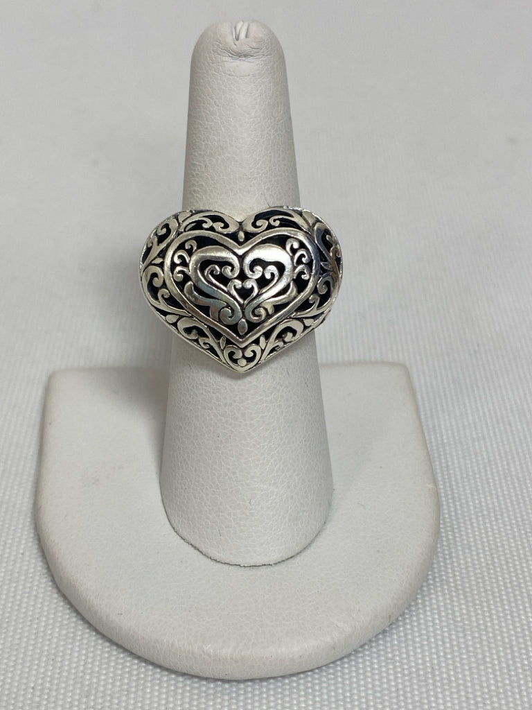 Silver Black Hearts Ring