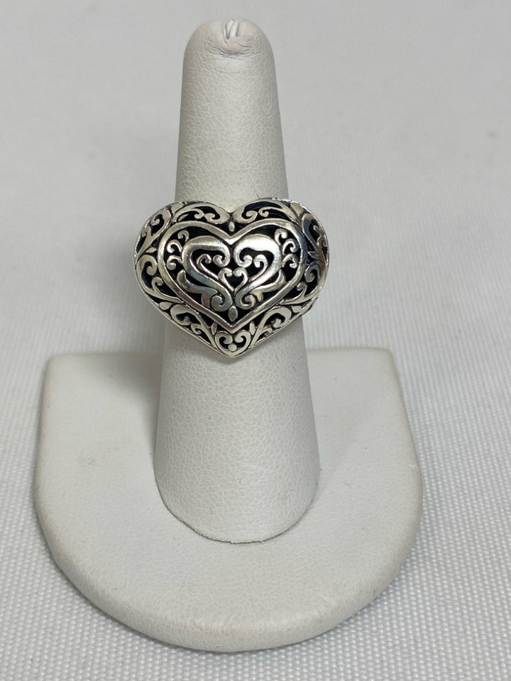 Silver Black Hearts Ring
