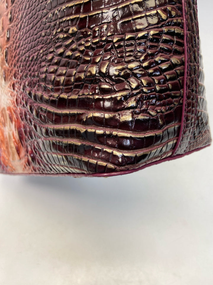 Brahmin Purple Coral Embossed Handbag